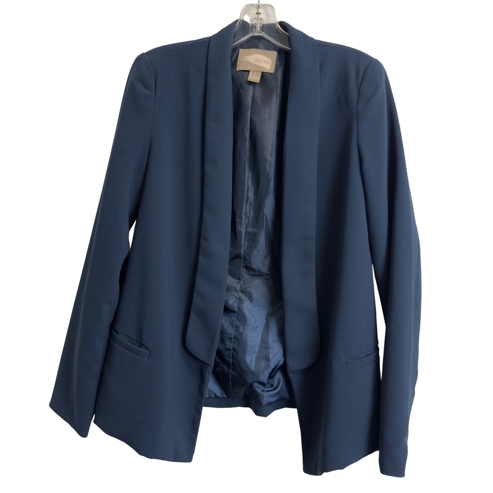 Forever 21 Contemporary Women Blue Open Front Shawl Lapel Blazer Jacket Small